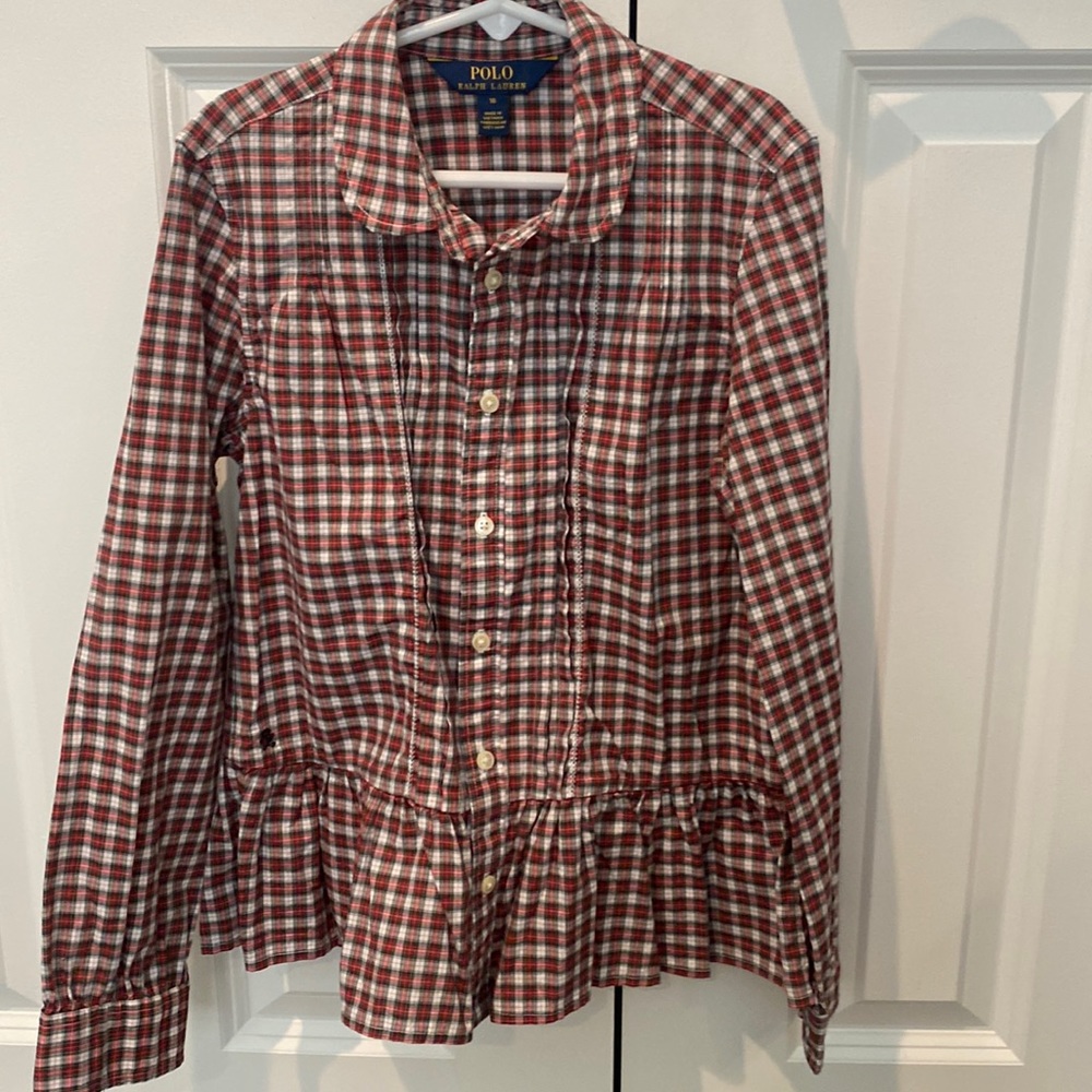 Polo plaid peplum blouse